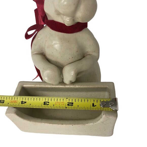 Ceramic art rabbit napkin holder candy dish Easter party decor signed 8" - Picture 7 of 9